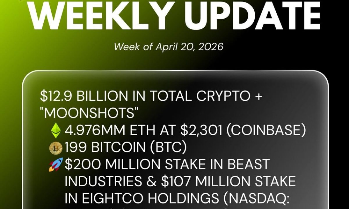Bitmine Immersion Technologies (BMNR) Announces ETH Holdings Reach 4.976 Million Tokens, And Total Crypto And Total Cash Holdings Of $12.9 Billion