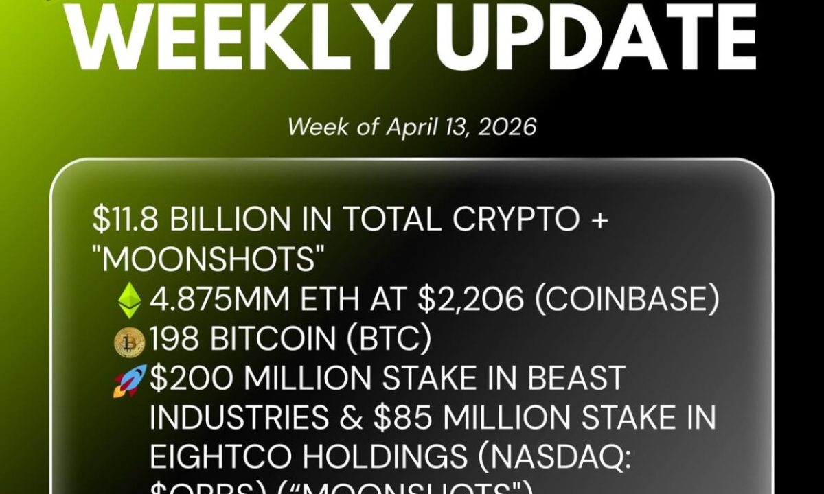 Bitmine Immersion Technologies (BMNR) Announces ETH Holdings Reach 4.875 Million Tokens, And Total Crypto And Total Cash Holdings Of $11.8 Billion