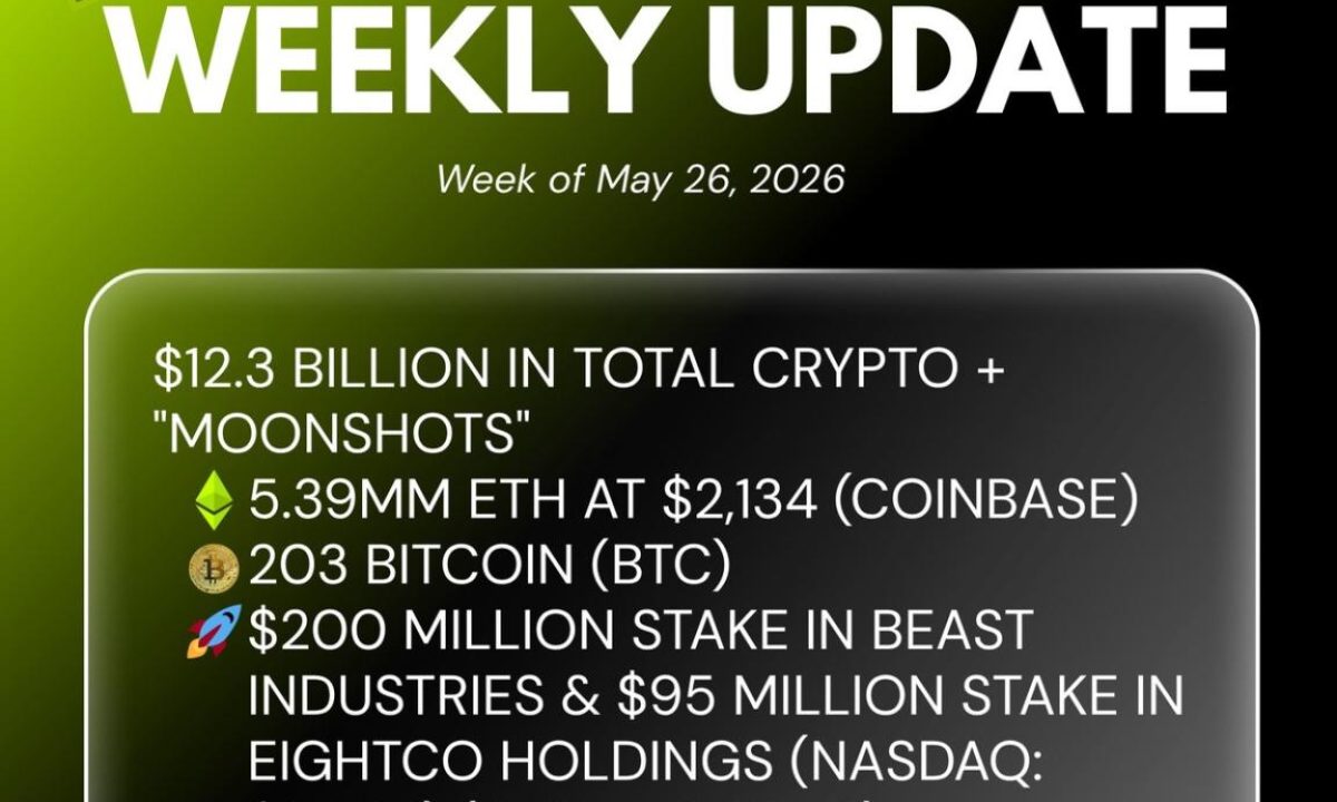 Bitmine Immersion Technologies (BMNR) Announces ETH Holdings Reach 5.39 Million Tokens, And Total Crypto And Total Cash Holdings Of $12.3 Billion