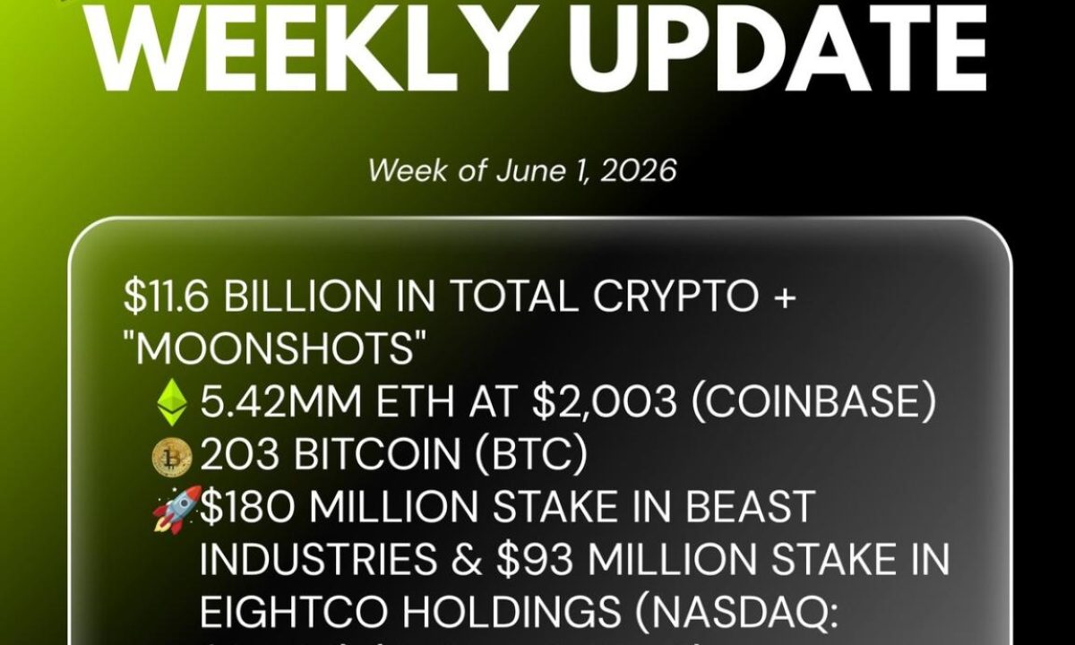 Bitmine Immersion Technologies (BMNR) Announces ETH Holdings Reach 5.42 Million Tokens, And Total Crypto And Total Cash Holdings Of $11.6 Billion