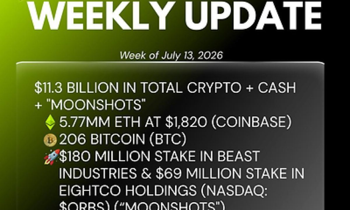 Bitmine Immersion Technologies (BMNR) Announces ETH Holdings Reach 5.77 Million Tokens, And Total Crypto And Total Cash Holdings Of $11.3 Billion
