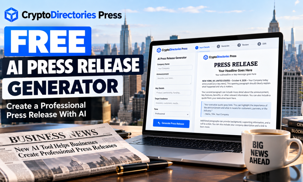 CryptoDirectories Press Launches Free AI Press Release Generator for Businesses and Crypto Projects